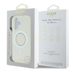 Guess GUHMP16MPFTDTEH Hardcase IML Rhinestones MagSafe for iPhone 16 Plus 6.7" / white