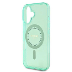 Guess GUHMP16MPFTDTEN Hardcase IML Rhinestones MagSafe for iPhone 16 Plus 6.7" / green