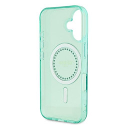 Guess GUHMP16MPFTDTEN Hardcase IML Rhinestones MagSafe for iPhone 16 Plus 6.7" / green