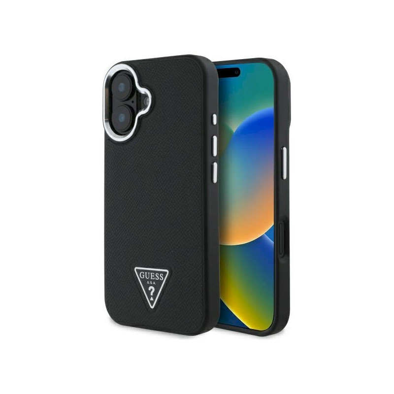 Guess GUHMP16MPGTSPSK Hardcase Grained Triangle MagSafe for iPhone 16 Plus 6.7" / black