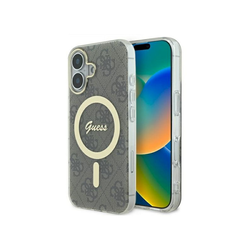 Guess GUHMP16SH4STW Hardcase IML 4G MagSafe for iPhone 16 6.1" / brown