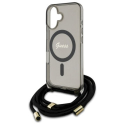 Guess GUHMP16SHCTSGNSK Hardcase Crossbody Cord Script MagSafe for iPhone 16 6.1" / black