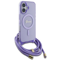 Guess GUHMP16SHCTSGNSU Crossbody Cord Script MagSafe Hardcase for iPhone 16 6.1" / purple