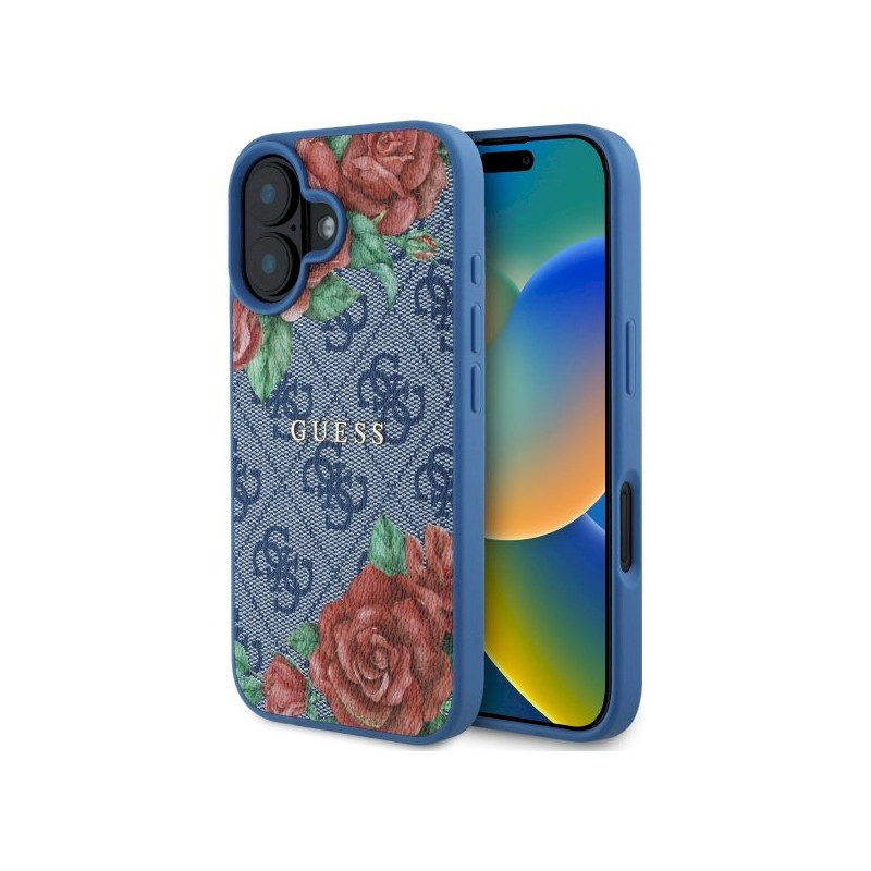 Guess GUHMP16SP4ROPEMCB Hardcase 4G Flowers Print MagSafe for iPhone 16 6.1" / blue