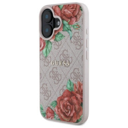 Guess GUHMP16SP4ROPEMCP Hardcase 4G Flowers Print MagSafe for iPhone 16 6.1" / pink