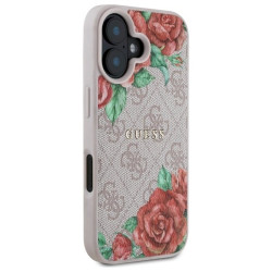 Guess GUHMP16SP4ROPEMCP Hardcase 4G Flowers Print MagSafe for iPhone 16 6.1" / pink
