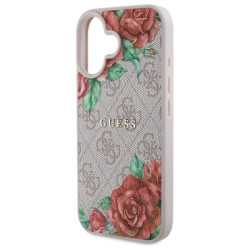 Guess GUHMP16SP4ROPEMCP Hardcase 4G Flowers Print MagSafe for iPhone 16 6.1" / pink