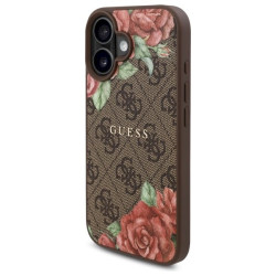 Guess GUHMP16SP4ROPEMCW Hardcase 4G Flowers Print MagSafe for iPhone 16 6.1" / brown