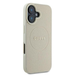 Guess GUHMP16SPGHSMME Hardcase Grained Ring MagSafe for iPhone 16 6.1" / beige