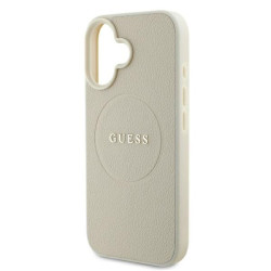 Guess GUHMP16SPGHSMME Hardcase Grained Ring MagSafe for iPhone 16 6.1" / beige