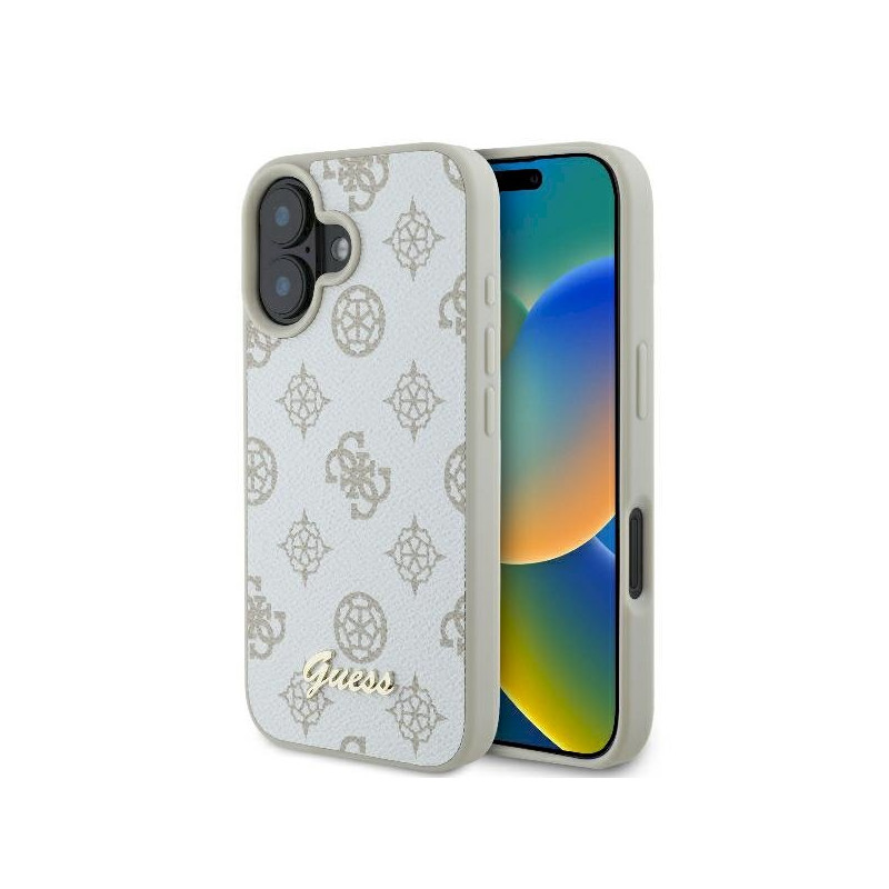 Guess GUHMP16SPGPYSH iPhone 16 6.1" hardcase Peony Script Logo MagSafe / white