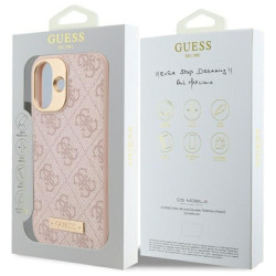 Guess GUHMP16SU4GPRP Hardcase 4G Logo Plate MagSafe for iPhone 16 6.1" / pink
