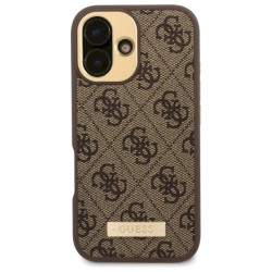Guess GUHMP16SU4GPRW Hardcase 4G Logo Plate MagSafe for iPhone 16 6.1" / brown