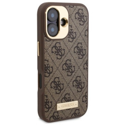 Guess GUHMP16SU4GPRW Hardcase 4G Logo Plate MagSafe for iPhone 16 6.1" / brown