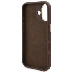 Guess GUHMP16SU4GPRW Hardcase 4G Logo Plate MagSafe for iPhone 16 6.1" / brown