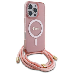 Guess GUHMP16XHCTSGNSP Crossbody Cord Script MagSafe Hardcase for iPhone 16 Pro Max 6.9" / pink