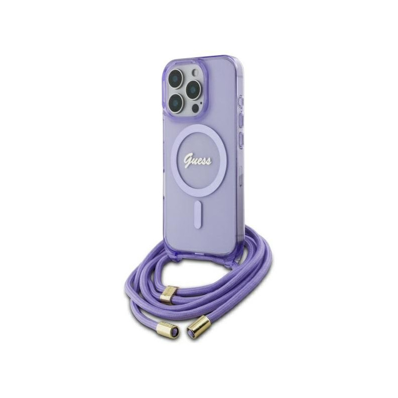 Guess GUHMP16XHCTSGNSU Hardcase Crossbody Cord Script MagSaf for iPhone 16 Pro Max 6.9" / purple