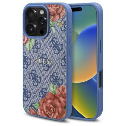 Guess GUHMP16XP4ROPEMCB Hardcase 4G Flowers Print MagSafe for iPhone 16 Pro Max 6.9" / blue