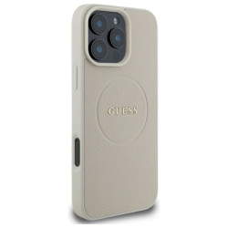 Guess GUHMP16XPGHSMME Hardcase Grained Ring MagSafe for iPhone 16 Pro Max 6.9" / beige