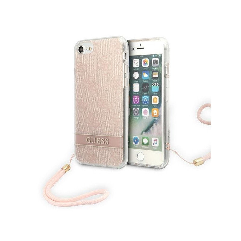 Guess GUOHCI8H4STP Hardcase 4G Print Strap for iPhone SE 2022 / SE2020 / 7 / 8 / pink