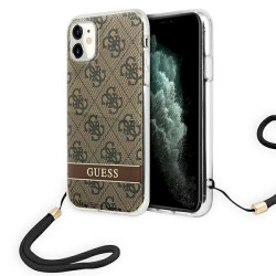 Guess GUOHCN61H4STW Hardcase 4G Print Strap for iPhone 11 / brown