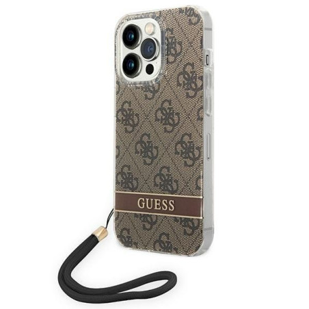 Guess GUOHCP14LH4STW Hardcase 4G Print Strap for iPhone 14 Pro 6,1" / brown