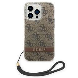 Guess GUOHCP14LH4STW Hardcase 4G Print Strap for iPhone 14 Pro 6,1" / brown