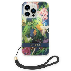 Guess GUOHCP14LHFLSB Flower Strap Hardcase for iPhone 14 Pro 6,1" / blue