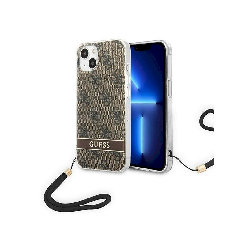 Guess GUOHCP14MH4STW Hardcase 4G Print Strap for iPhone 14 Plus / 15 Plus 6.7" / brown