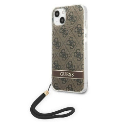 Guess GUOHCP14MH4STW Hardcase 4G Print Strap for iPhone 14 Plus / 15 Plus 6.7" / brown