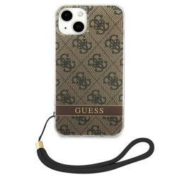 Guess GUOHCP14MH4STW Hardcase 4G Print Strap for iPhone 14 Plus / 15 Plus 6.7" / brown