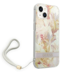 Guess GUOHCP14MHFLSU Hardcase Flower Strap for iPhone 14 Plus / 15 Plus 6.7" / purple