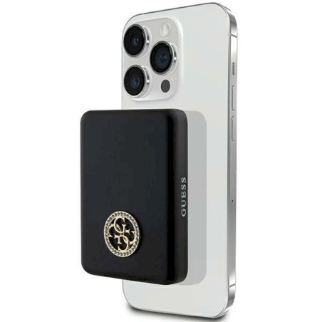 Guess Induction Powerbank 15W GUPBM5AL4DMK 5000mAh / black MagSafe 4G Strassed Metal Logo