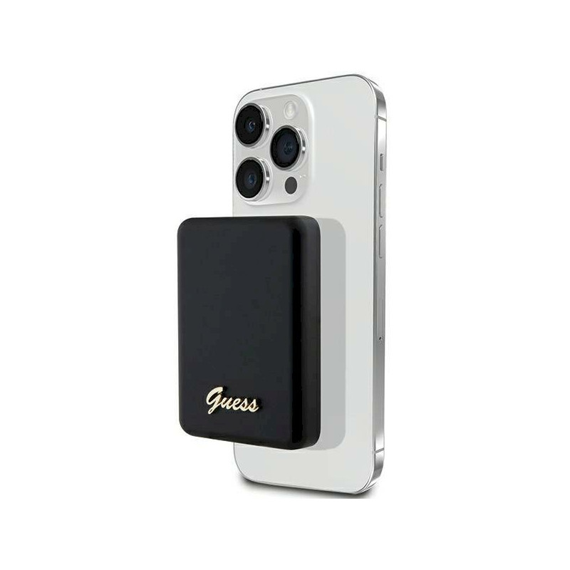 Guess Induction Powerbank 15W GUPBM5ALGSGK 5000mAh / black MagSafe Metal Script Logo