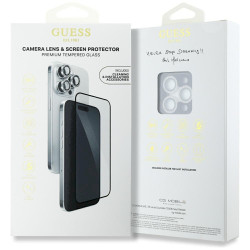 Guess BP Rhinestone 2-in-1 screen and camera lens glass for iPhone 16 Pro Max / silver