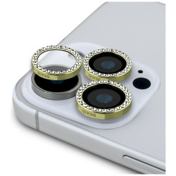 Guess BP Rhinestone 2-in-1 Set Screen and Camera Lens Glass for iPhone 16 Pro Max / gold