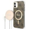 Guess Set GUBPN61H4EACSW Case+ Charger for iPhone 11 6,1" brown hard case 4G Print MagSafe