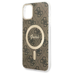 Guess Set GUBPN61H4EACSW Case+ Charger for iPhone 11 6,1" brown hard case 4G Print MagSafe