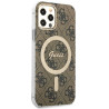 Guess Set GUBPP12MH4EACSW Case+ Charger for iPhone 12/12 Pro brown hard case 4G Print MagSafe