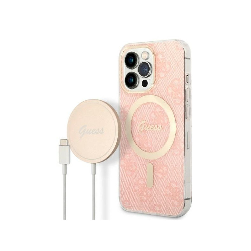 Guess Set GUBPP13XH4EACSP Case+ Charger for iPhone 13 Pro Max / pink