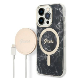 Guess Set GUBPP14LHMEACSK Case+Charger for iPhone 14 Pro 6,1" / black