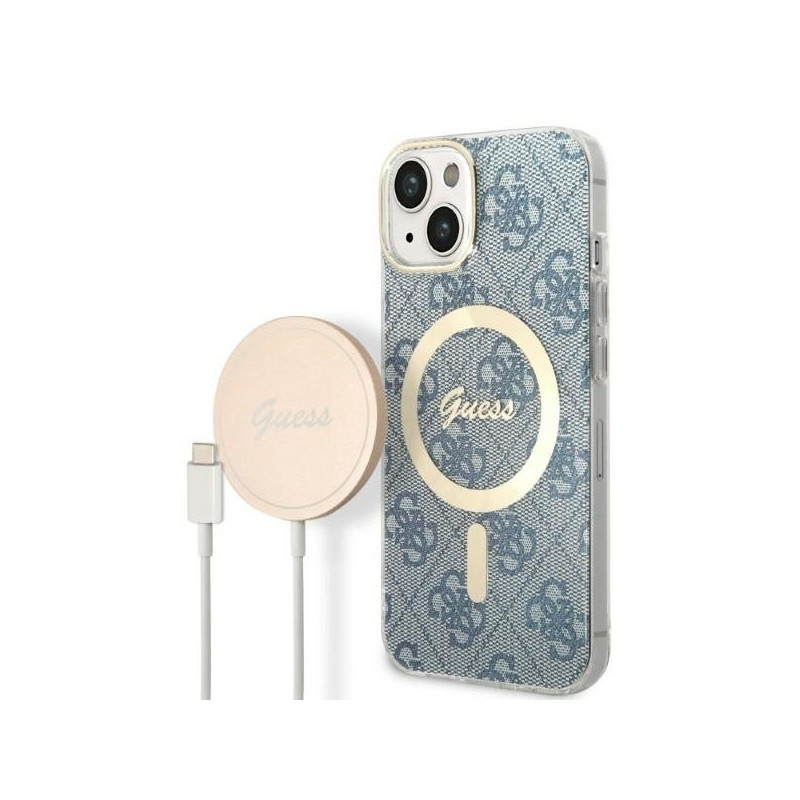 Guess Set GUBPP14MH4EACSB Case+ Charger for iPhone 14 Plus / 15 Plus 6.7" / blue