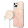 Guess Set GUBPP14MH4EACSP Case+ Charger for iPhone 14 Plus / 15 Plus 6.7" / pink