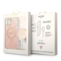 Guess Set GUBPP14MH4EACSP Case+ Charger for iPhone 14 Plus / 15 Plus 6.7" / pink