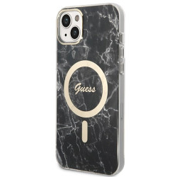 Guess Set GUBPP14MHMEACSK Case+Charger iPhone 14 Plus / 15 Plus 6.7" / black hard case Marbl