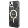 Guess Set GUBPP14SHMEACSK Case+ Charger iPhone 14 / 15 / 13 6,1" hard case Marble Mag / black