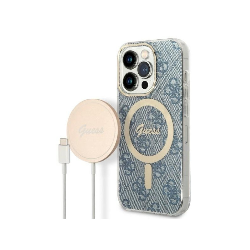 Guess Set GUBPP14XH4EACSB Case+ Charger for iPhone 14 Pro Max 6,7" / blue