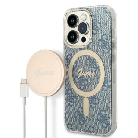 Guess Set GUBPP14XH4EACSB Case+ Charger for iPhone 14 Pro Max 6,7" / blue