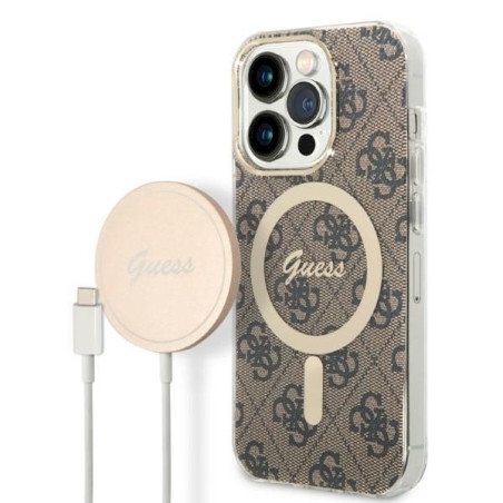 Guess Set GUBPP14XH4EACSW Case+ Charger for iPhone 14 Pro Max 6,7" / brown