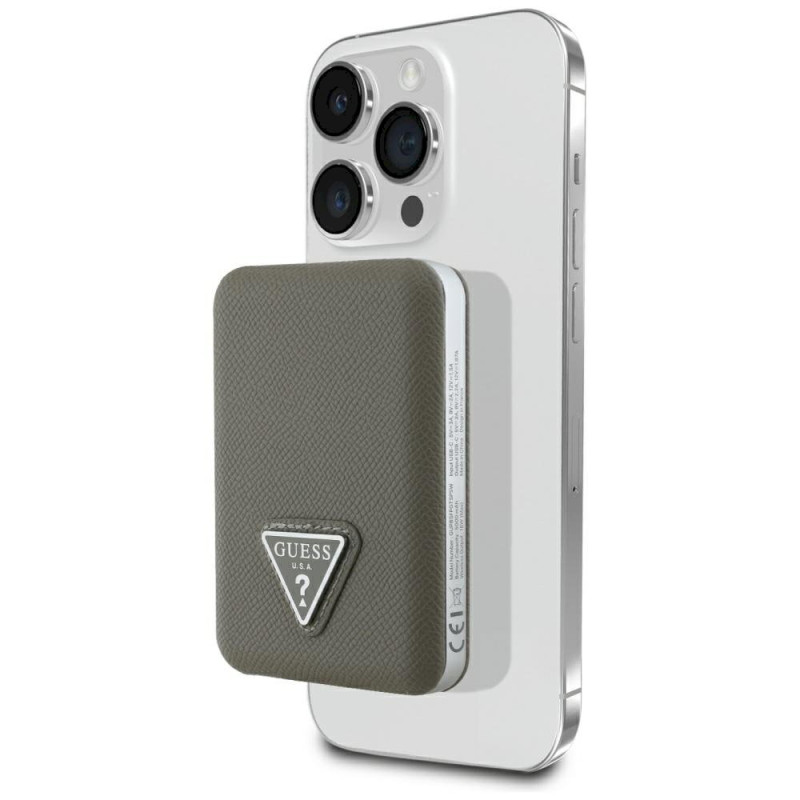 Guess Grained Triangle Power Bank 5000mAh 15W USB-C MagSafe Inductive / brown